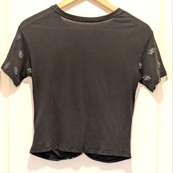 3/$30 EUC All Saints XS Carme 100% Cotton Tee in Navy Blue Bandana Print - Picture 8 of 10